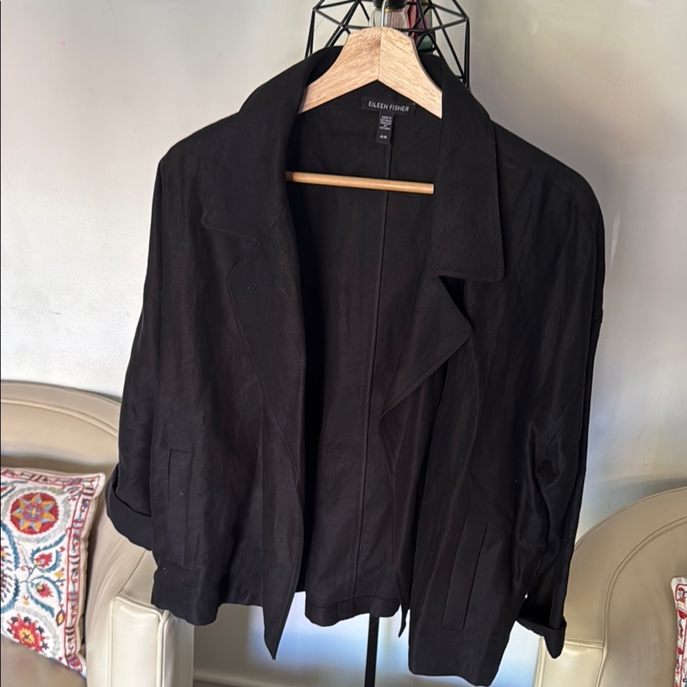 Eileen Fisher Black Trench Coat Timeless Style